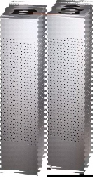 designer line silhouettes waste receptacle, 16 gal, steel, silver metallic